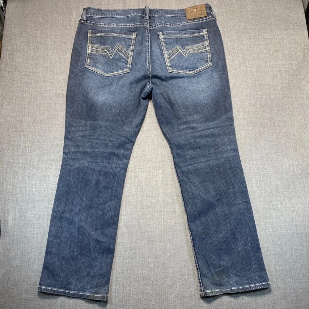 Cody James Mens Straight Leg Denim Jeans Blue Medium Wash 38x30 Western Stretch